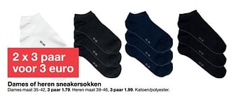 Promotions Dames of heren sneakersokken - Produit maison - Zeeman  - Valide de 26/05/2018 à 09/06/2018 chez Zeeman