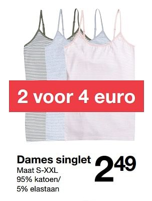 Promotions Dames singlet - Produit maison - Zeeman  - Valide de 26/05/2018 à 09/06/2018 chez Zeeman