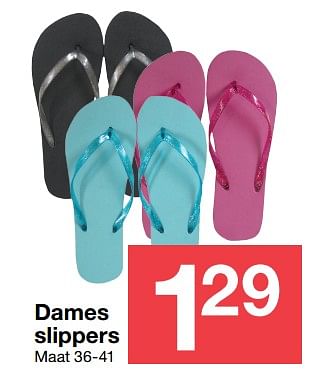 Promotions Dames slippers - Produit maison - Zeeman  - Valide de 26/05/2018 à 09/06/2018 chez Zeeman