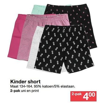 Promotions Kinder short - Produit maison - Zeeman  - Valide de 26/05/2018 à 09/06/2018 chez Zeeman