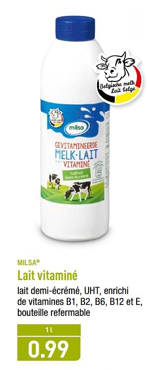 Promoties Lait vitaminé - Milsa - Geldig van 28/05/2018 tot 02/06/2018 bij Aldi