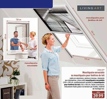 Promoties Moustiquaire enroulable ou moustiquaire pour fenêtres de toit - Living Art - Geldig van 28/05/2018 tot 02/06/2018 bij Aldi