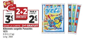 Promoties Bâtonnets surgelés panachés yeti - Yeti - Geldig van 22/05/2018 tot 03/06/2018 bij Géant Casino