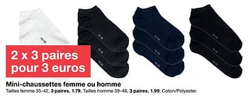 Promoties Mini-chaussettes femme ou homme - Huismerk - Zeeman  - Geldig van 26/05/2018 tot 09/06/2018 bij Zeeman