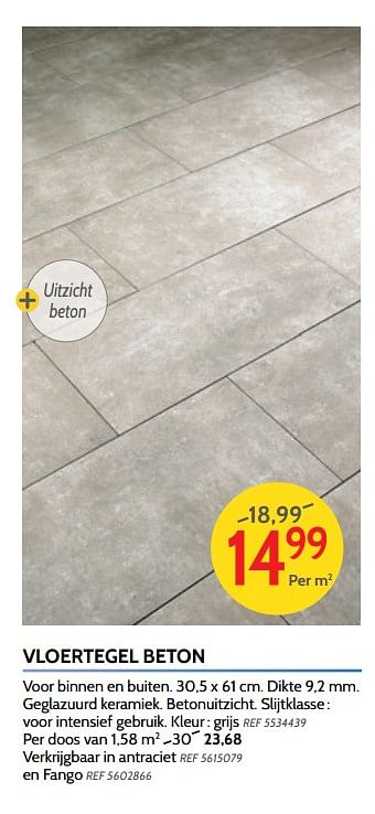 Promoties Vloertegel beton - Huismerk - BricoPlanit - Geldig van 30/05/2018 tot 25/06/2018 bij BricoPlanit
