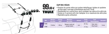 Promotions Thule clip on 3 vélos 9103-9104 - Thule - Valide de 02/05/2018 à 30/03/2019 chez E.Leclerc