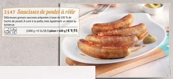 Promotions Saucisses de poulet à rôtir - Produit maison - Bofrost - Valide de 14/05/2018 à 31/08/2018 chez Bofrost