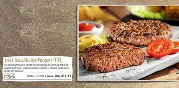Promotions Steakhouse burgers xxl - Produit maison - Bofrost - Valide de 14/05/2018 à 31/08/2018 chez Bofrost