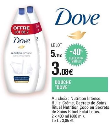 Promotions Douche dove - Dove - Valide de 22/05/2018 à 02/06/2018 chez E.Leclerc