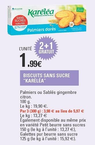 Produit Maison E Leclerc Biscuits Sans Sucre Karelea En Promotion Chez E Leclerc