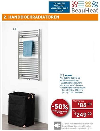 Promotions Handdoekradiatoren ruben - Produit maison - Zelfbouwmarkt - Valide de 28/05/2018 à 25/06/2018 chez Zelfbouwmarkt