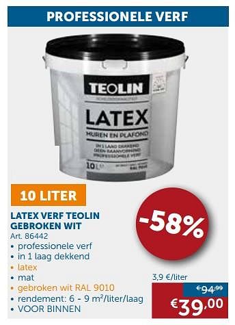 Teolin Latex verf wit - Promotie