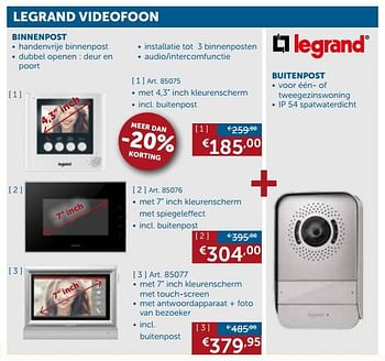 Promotions Legrand videofoon binnenpost - Legrand - Valide de 28/05/2018 à 25/06/2018 chez Zelfbouwmarkt