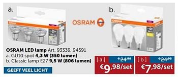Promotions Osram led lamp - Osram - Valide de 28/05/2018 à 25/06/2018 chez Zelfbouwmarkt