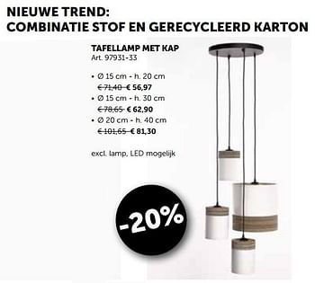 Promotions Tafellamp met kap - Produit maison - Zelfbouwmarkt - Valide de 28/05/2018 à 25/06/2018 chez Zelfbouwmarkt