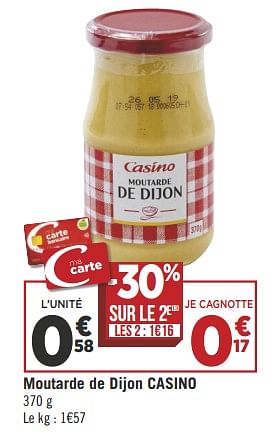 Promotions Moutarde de dijon casino - Produit Maison - Géant Casino - Valide de 29/05/2018 à 03/06/2018 chez Géant Casino
