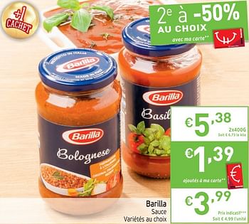 Promoties Barilla sauce - Barilla - Geldig van 29/05/2018 tot 03/06/2018 bij Intermarche