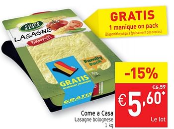 Promotions Come a casa lasagne bolognese - Come a Casa - Valide de 29/05/2018 à 03/06/2018 chez Intermarche