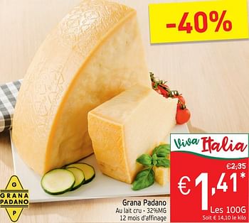 Promotions Grana padano au lait cru - Grana Padano - Valide de 29/05/2018 à 03/06/2018 chez Intermarche