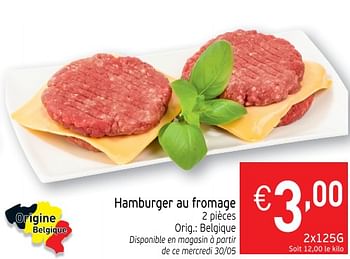 Promotions Hamburger au fromage - Produit maison - Intermarche - Valide de 29/05/2018 à 03/06/2018 chez Intermarche