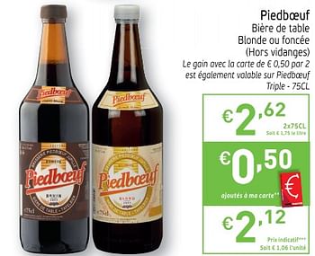 Promotions Piedboeuf bière de table blonde ou foncée - Piedboeuf - Valide de 29/05/2018 à 03/06/2018 chez Intermarche