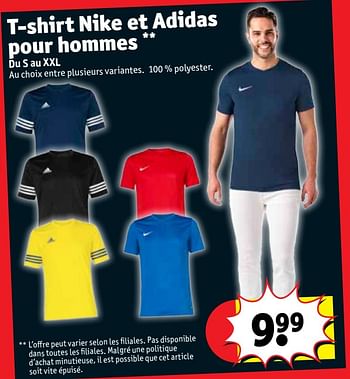 Promotions T-shirt nike et adidas pour hommes - Produit maison - Kruidvat - Valide de 29/05/2018 à 10/06/2018 chez Kruidvat
