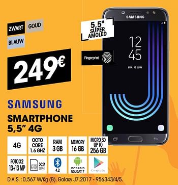 Promoties Samsung smartphone 4g j7.2017 - Samsung - Geldig van 30/05/2018 tot 23/06/2018 bij Electro Depot