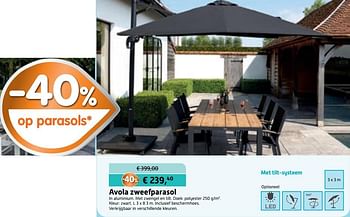 Promoties Avola zweefparasol - Bristol - Geldig van 23/05/2018 tot 26/06/2018 bij Overstock