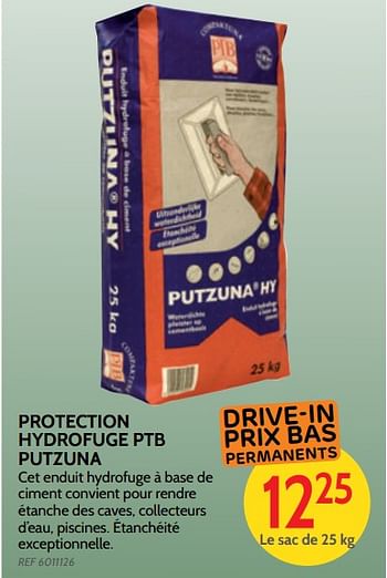 Promotions Protection hydrofuge ptb putzuna - Produit maison - BricoPlanit - Valide de 30/05/2018 à 25/06/2018 chez BricoPlanit