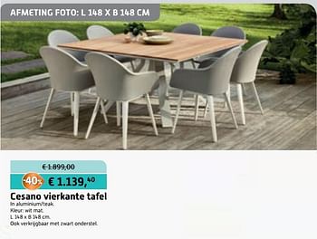 Promoties Cesano vierkante tafel - Bristol - Geldig van 23/05/2018 tot 26/06/2018 bij Overstock