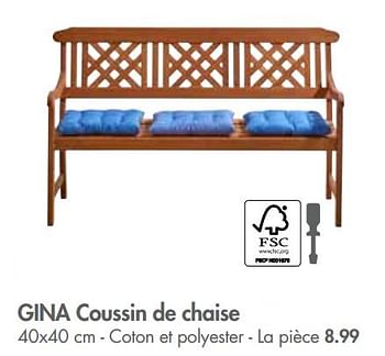 Promoties Gina coussin de chaise - Huismerk - Casa - Geldig van 28/05/2018 tot 01/07/2018 bij Casa