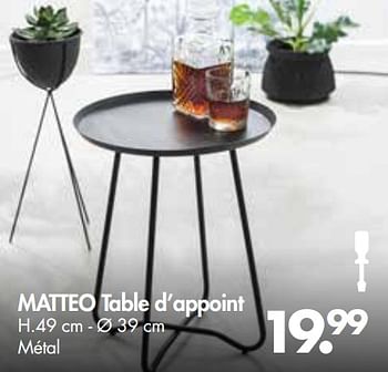 Promotions Matteo table d`appoint - Produit maison - Casa - Valide de 28/05/2018 à 01/07/2018 chez Casa