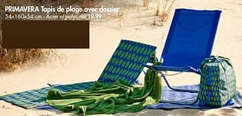 Promotions Primavera tapis de plage avec dossier - Primavera - Valide de 28/05/2018 à 01/07/2018 chez Casa