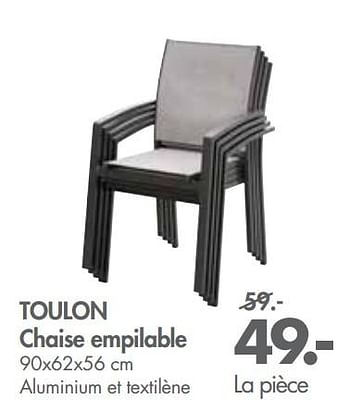Promotions Toulon chaise empilable - Produit maison - Casa - Valide de 28/05/2018 à 01/07/2018 chez Casa