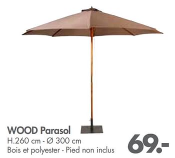 Promotions Wood parasol - Produit maison - Casa - Valide de 28/05/2018 à 01/07/2018 chez Casa