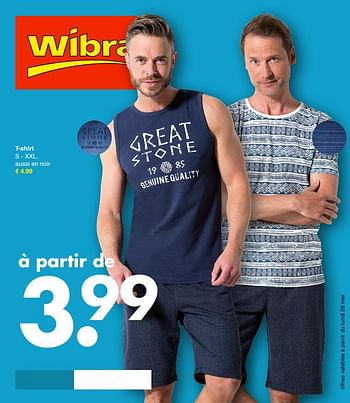 Promotions T-shirt - Produit maison - Wibra - Valide de 28/05/2018 à 09/06/2018 chez Wibra