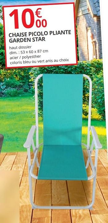 Promotions Chaise picolo pliante garden star - GardenStar - Valide de 29/05/2018 à 10/06/2018 chez Auchan Ronq