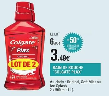 Promotions Bain de bouche colgate plax - Colgate - Valide de 22/05/2018 à 02/06/2018 chez E.Leclerc
