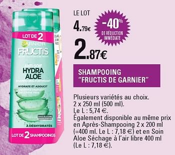 Promoties Shampooing fructis de garnier - Garnier - Geldig van 22/05/2018 tot 02/06/2018 bij E.Leclerc