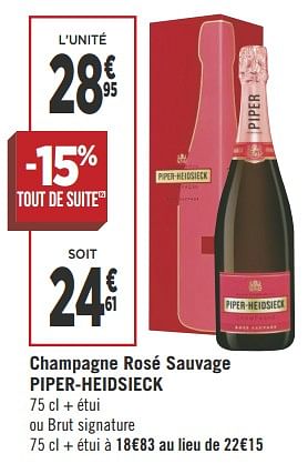 Promotions Champagne rosé sauvage piper-heidsieck - Piper-Heidsieck - Valide de 22/05/2018 à 03/06/2018 chez Géant Casino