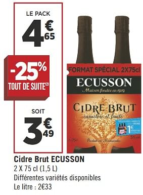 Promotions Cidre brut ecusson - Ecusson - Valide de 22/05/2018 à 03/06/2018 chez Géant Casino