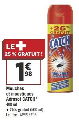 Promotions Mouches et moustiques aérosol catch - Catch Expert - Valide de 22/05/2018 à 03/06/2018 chez Géant Casino
