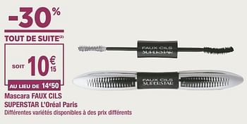 Promoties Mascara faux cils superstar l`oréal paris - L'Oreal Paris - Geldig van 22/05/2018 tot 03/06/2018 bij Géant Casino