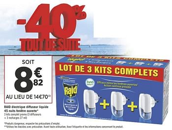 Promoties Raid électrique diffuseur liquide 45 nuits fenêtre ouverte - Raid - Geldig van 22/05/2018 tot 03/06/2018 bij Géant Casino