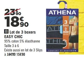 Promotions Lot de 3 boxers easy chic - Athena - Valide de 22/05/2018 à 03/06/2018 chez Géant Casino