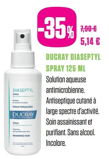 Promotions Ducray diaseptyl spray - DUCRAY - Valide de 01/06/2018 à 31/08/2018 chez Medi-Market