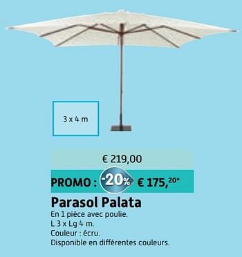 Promotions Parasol palata - Bristol - Valide de 23/05/2018 à 26/06/2018 chez Overstock