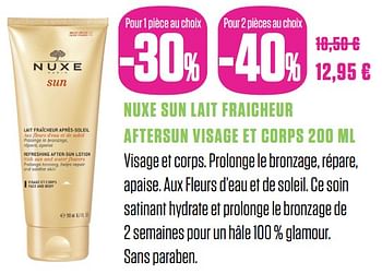 Promoties Nuxe sun lait fraicheur aftersun visage et corps - Nuxe - Geldig van 01/06/2018 tot 31/08/2018 bij Medi-Market