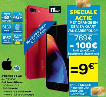 Promoties Apple iphone 8 64 gb - Apple - Geldig van 30/05/2018 tot 25/06/2018 bij Carrefour