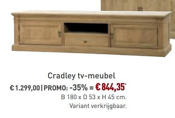 Promoties Cradley tv-meubel - Bristol - Geldig van 27/05/2018 tot 26/06/2018 bij Overstock